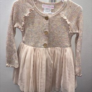 Bonnie Jean Multicolor Knit and Cream Tulle Dress